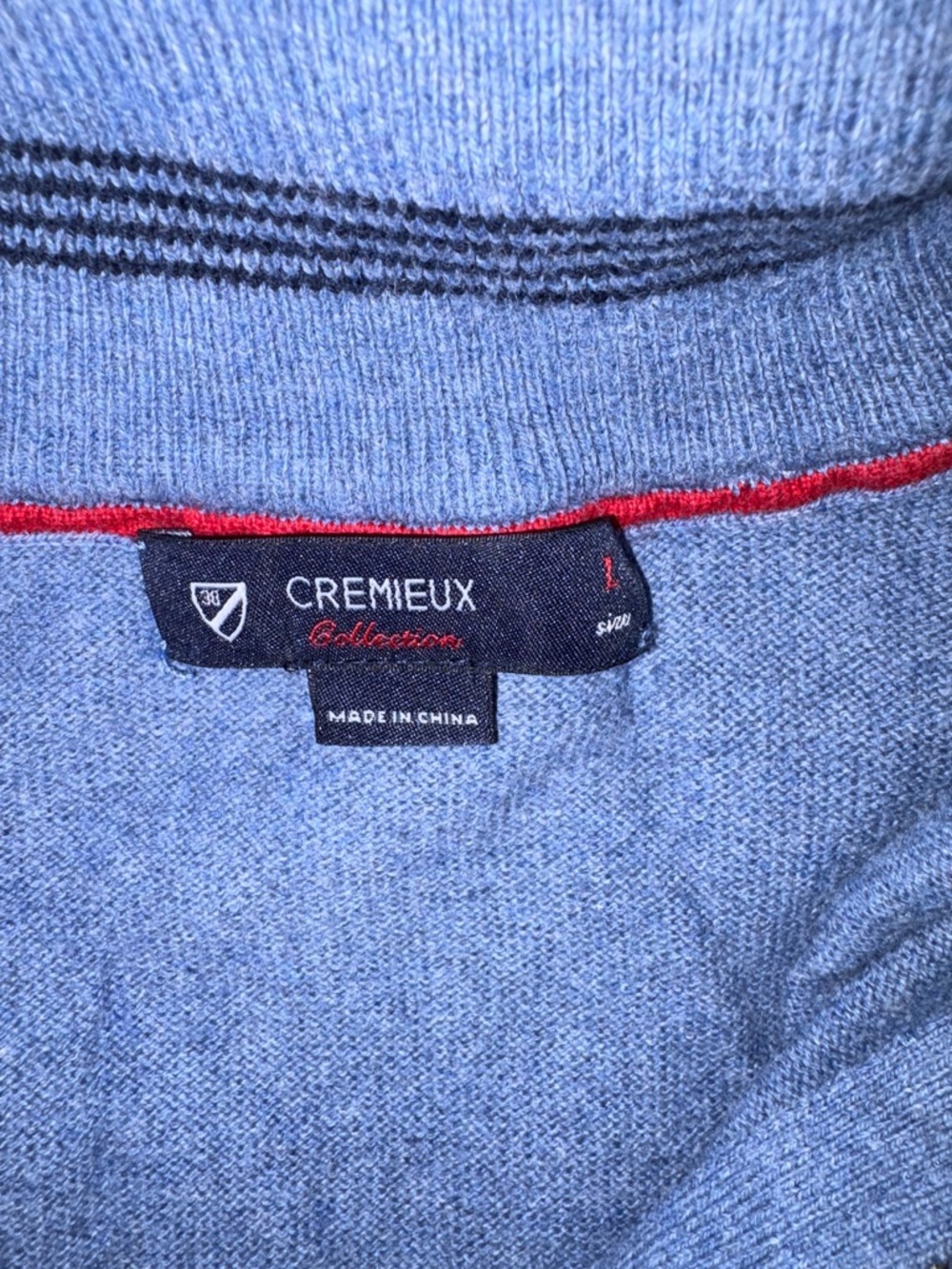 Daniel Cremieux Men's Light Blue Crewneck Sweater with Red Trim